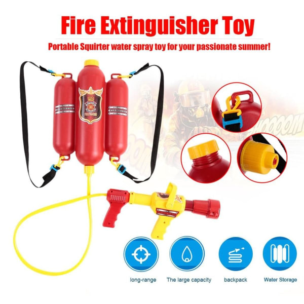 Firefighter Toys Backpack Water Spray Toy Blaster Fire Extinguisher with Nozzle KLB