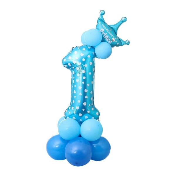 32 tommer (blåt nummer 1) Kæmpe tal balloner, folie helium digital ballon dekoration til fester, fødselsdage -