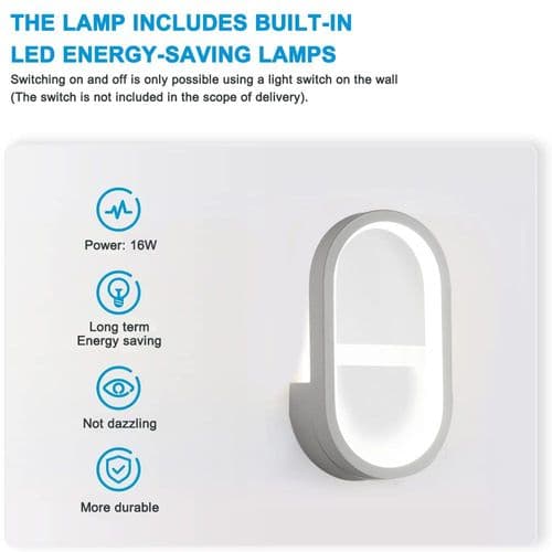 LED mini vegglampe dimmbar innendørslys aluminium hvit