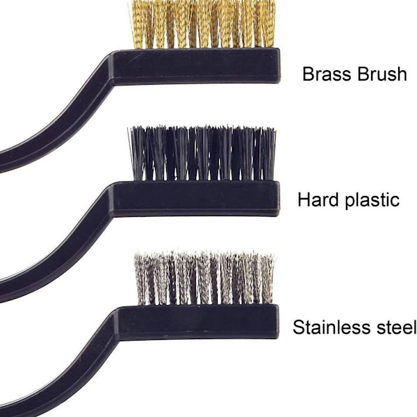 18-delt mini stålbørstesæt (rustfrit stål + messing + nylon), KLB