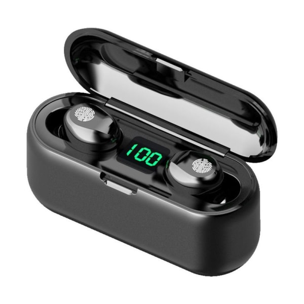 Trådløse Bluetooth 5.1 oppladbare vanntette IPX5 ørepropper svart