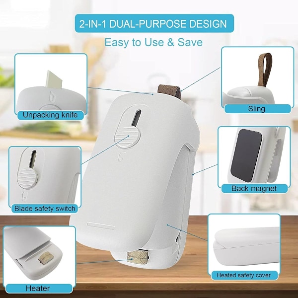 Mini tätningsmaskin med skärare 2 i 1 multifunktionell handhållen