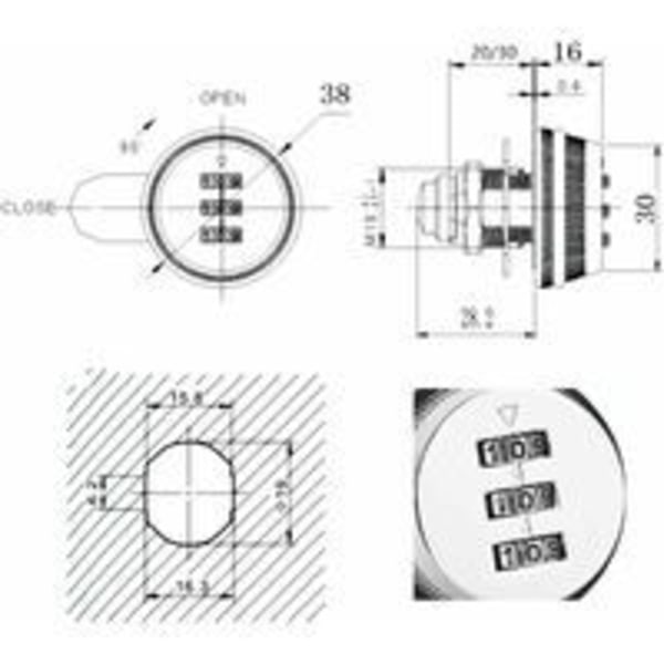 Kodlås Kodad LådskåplåsDigital Mekanisk Zinklegering 3-siffrig kombinationskod för skåpskåp Lådbrevlåda (0,5-10 mm)