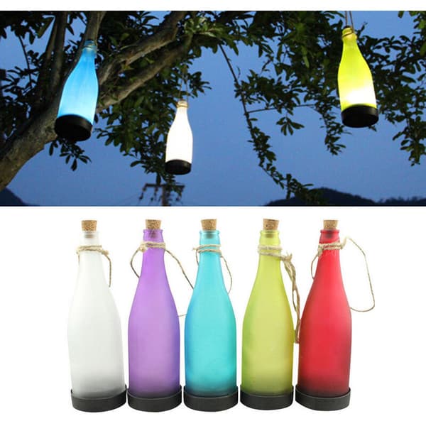 Sæt med 5 LED-solcellelamper, lysform dekorerer korkflaske LED-lampe KLB