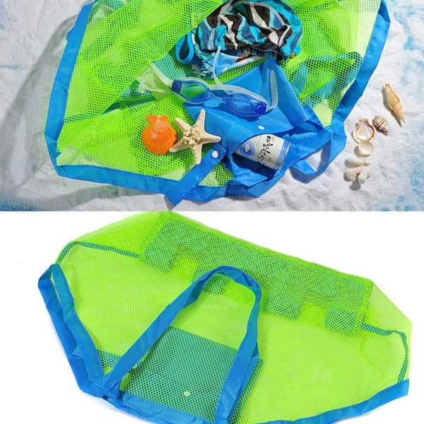 Strandtaske strandlegetøj sandlegetøjspose, netpose stor