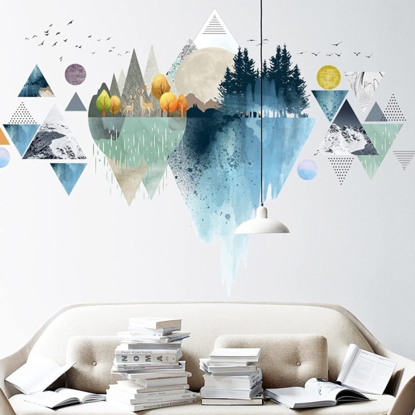 Abstrakt Mountain Wall Sticker, Geometry Ink Painting Wall Sticker, Nordic Style KLB