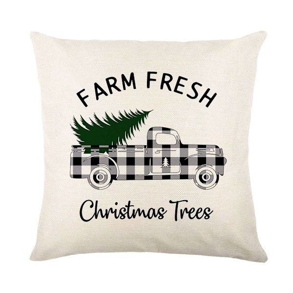 Juleputetrekk 45 x 45 cm, sett med 4 julefine linputetrekk KLB