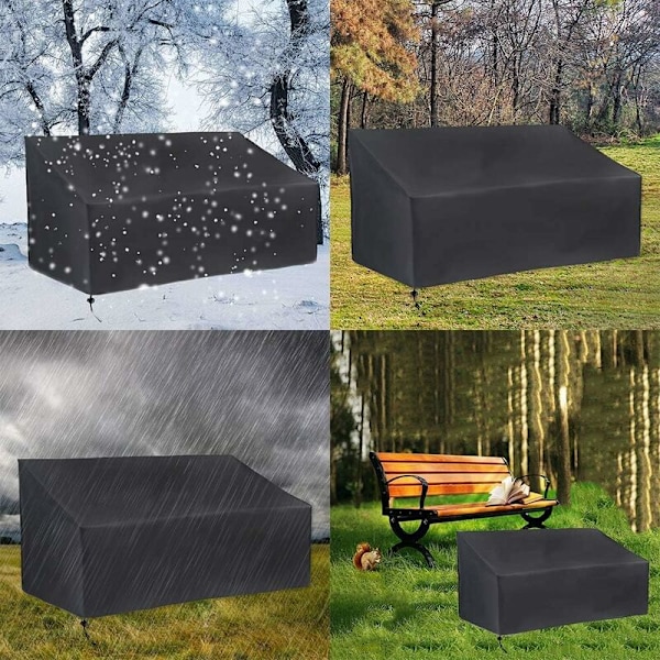 4-seters hagebenkdeksel, utendørs benkdeksel støvtett, anti-UV, vanntett, vindtett, Oxford beskyttelsesdeksel for sofa (190x66x89cm) KLB