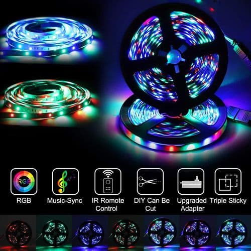 LED-stripe 5m lysstripebelysning, lysstripe RGB SMD