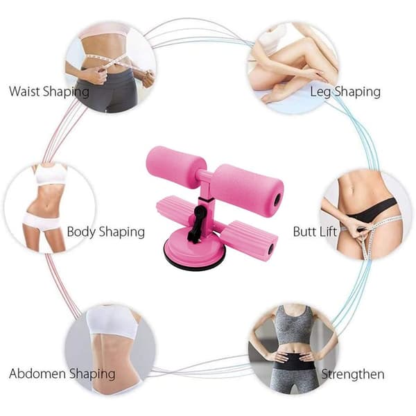 Självsugande sit-up stång, sit-up assistent, sit-up tränare sugkopp, rosa