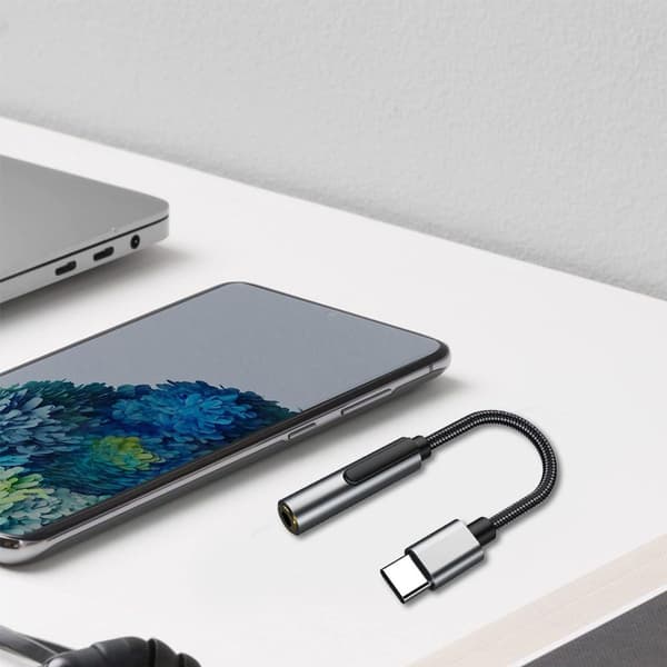 USB C - 3,5 mm:n ääniadapteri, uros-naaras-kaapeli, More Black