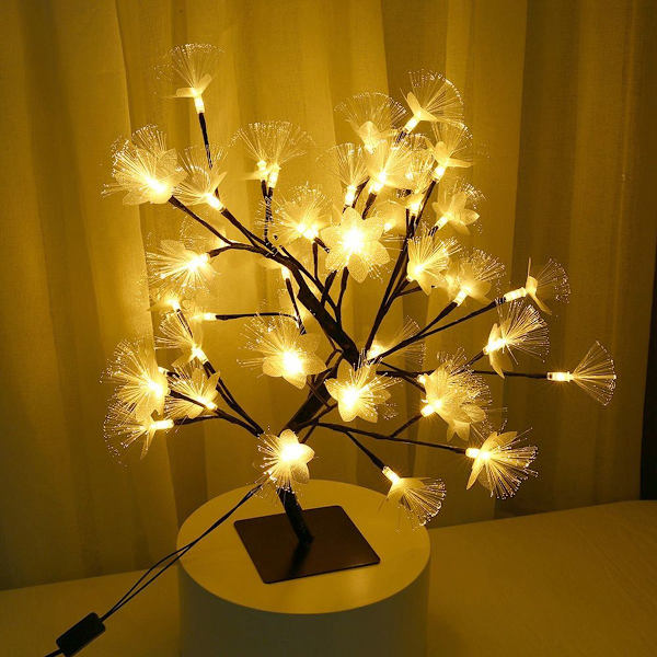 48LED Fiberoptisk Blomstertræ Blomstring Bonsai Lys Gren KLB