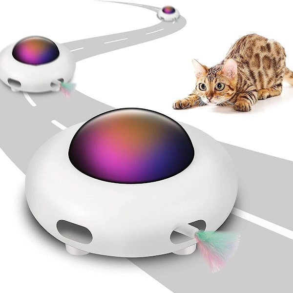 Interaktiv kattleksak för huskatter med roterande fjäder, UFO KLB