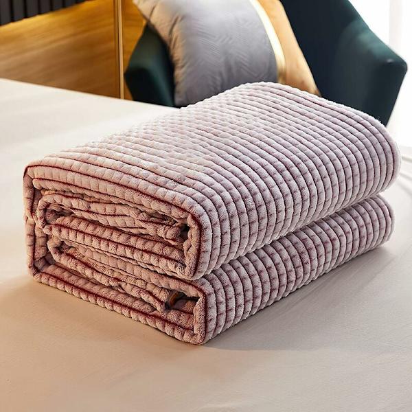 Erittäin ruudullinen viltti, ruudullinen fleece-viltti (vaaleanpunainen ja valkoinen, 120x200cm) KLB