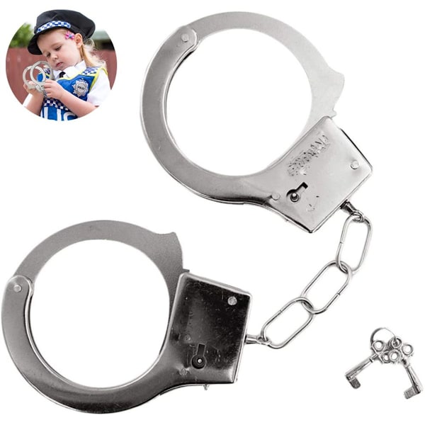 1x Handbojor i metall, leksak för Halloween-karnevalstemafest, polis KLB