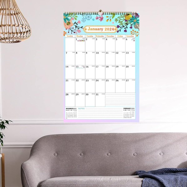 Vægkalender A512\" x 16,9\", jan 2024. jun 2025, lodret