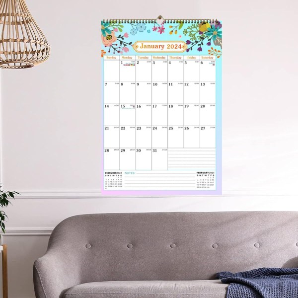 Veggkalender A5 12\" x 16,9\", jan 2024 - jun 2025, vertikal