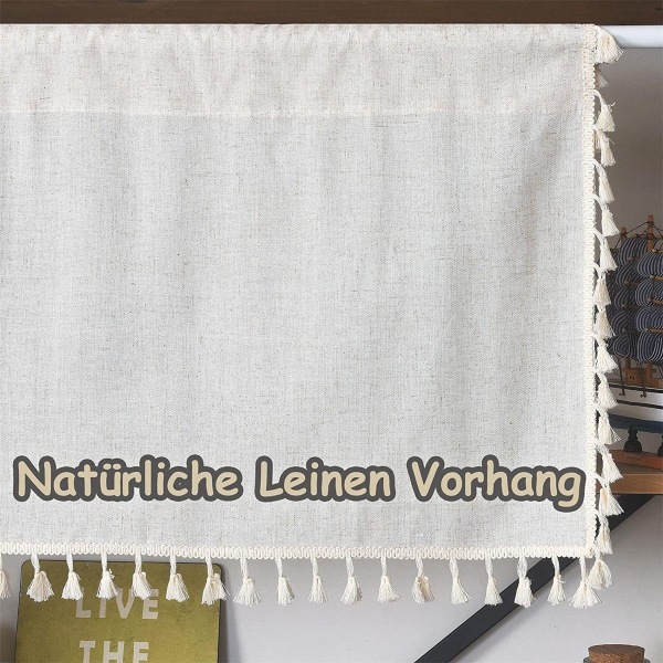 Kort netgardin, bistrogardin, uigennemsigtig boho-gardin, hør, KLB