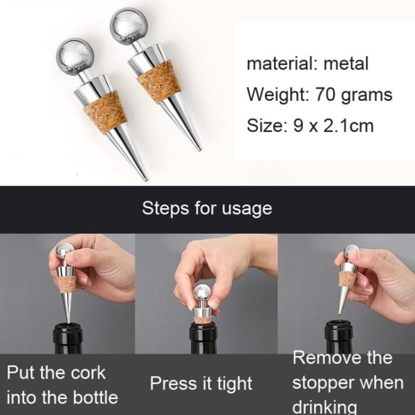 Pack of 2 metal corks red wine stoppers wine synthetic wood wine bottle stoppers