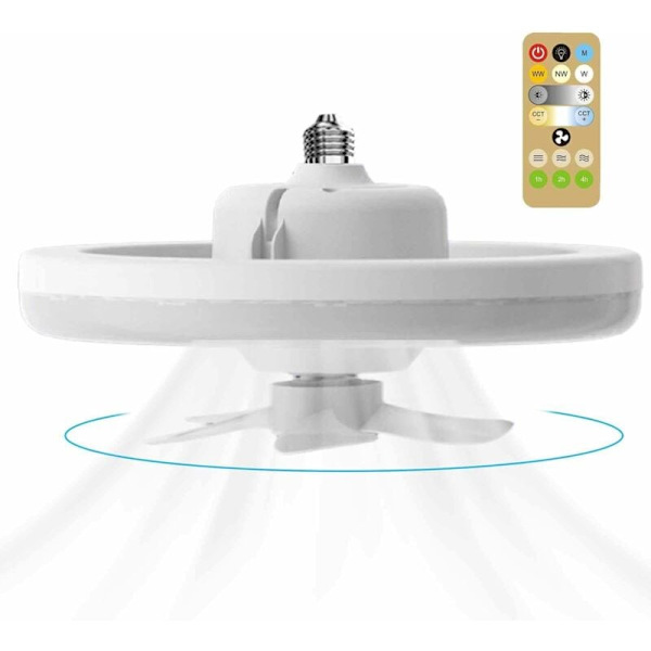 60W takvifte Takvifter med lys og fjernkontroll 3-farget LED taklampe med 3-trinns vifte KLB