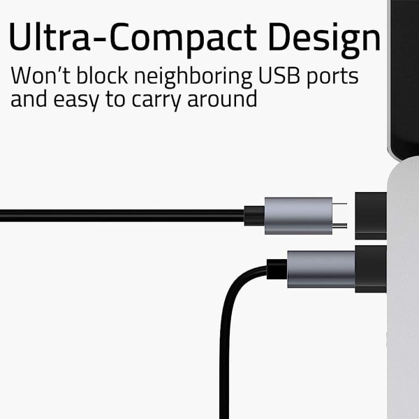 USB C hunn-til-USB-hann-adapterpakke med 3 [aluminiumshus, svart