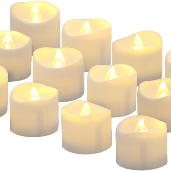 LED-teljus, flammefri, med timer [12-pack, varmhvit] KLB