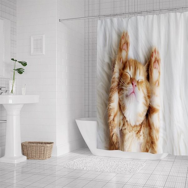 Stor orange kat dyr serie W150×H180 digital print polyester bruseforhæng