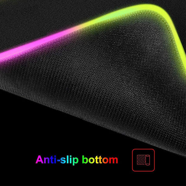 RGB Gaming Mouse Pad 8 Lystilstande Skridsikker Gummi 350x250x4mm