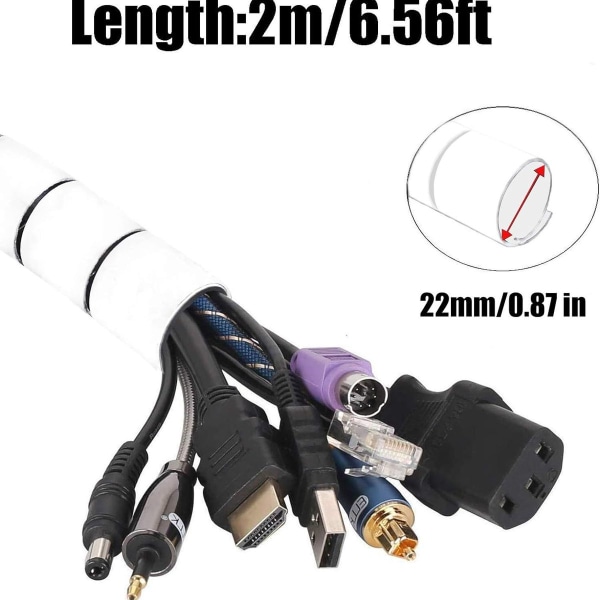 Kabeldeksel, 2m fleksibel elektrisk kabelhåndtering for KLB