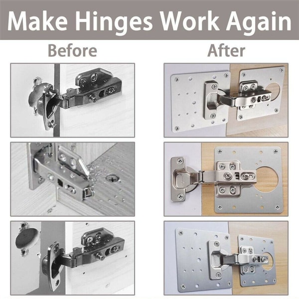 Kjøkkenskapdørhengsel reparasjonssett plater og monteringsskruer KLB