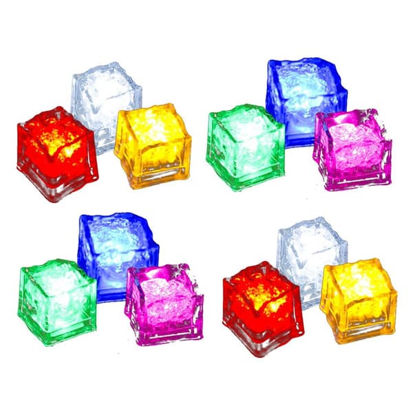 Lysende LED-isterninger (12) blinker i farver