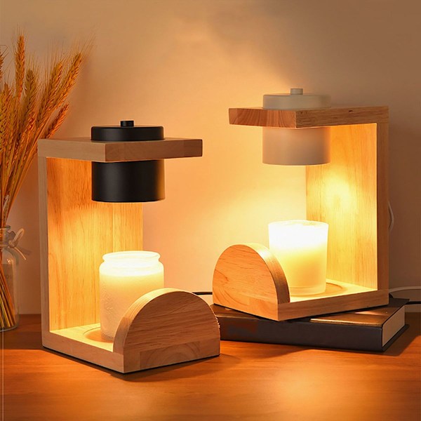 Ljuslykta med dimmer, glas, metall, trä KLB