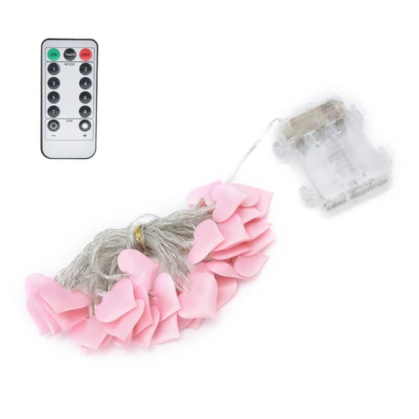 40 LED-lys, rosa, hjerteformet stemningsbelysning for KLB