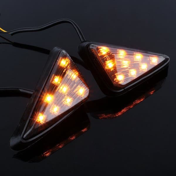 2x blinkers, gula LED-indikatorlampor, 12V triangulära stroboskopmarkeringar,