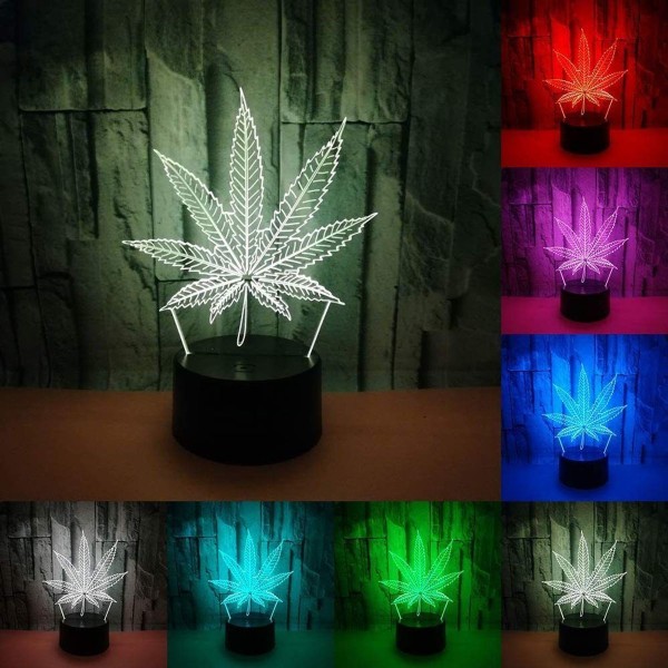 3D blad design LED nattlampa touch switch USB-port 7 KLB
