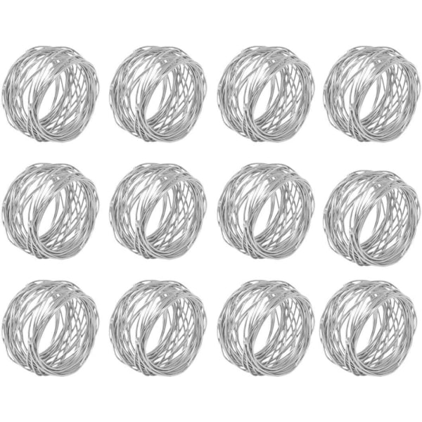 (Silver,6)Handmade Round Napkin Ring Holders for Everyday Dining Table Parties