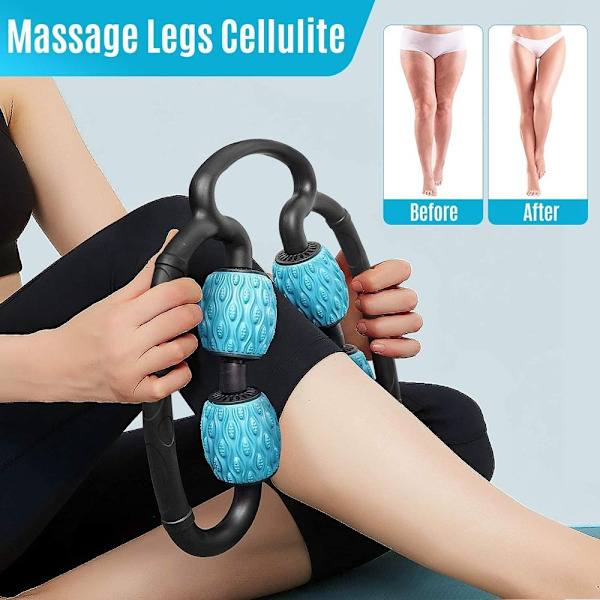 Skumrulle för Muskler, 4 Hjul Skummassagevals, 3D Flytande Anti-Cellulit Blå
