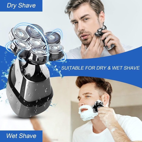 Elektrisk barbermaskine til mænd, 5 i 1 hårklipper til hoved/skaldet og KLB