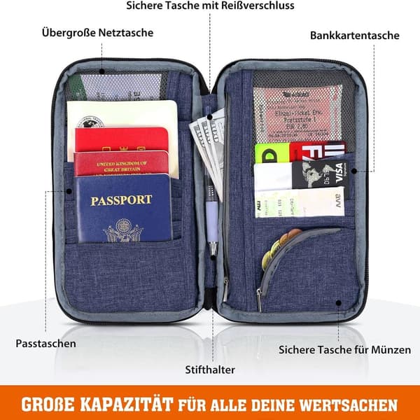 Hikenture Pas Pas med RFID-blokerende ID-lomme Rejsearrangør