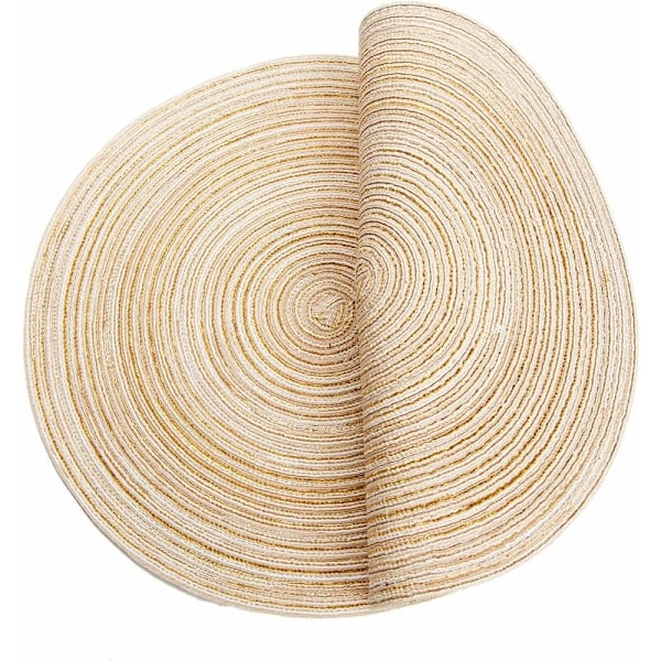 Paikka-alustat, 6 kpl PP-punottu pestävä lämmönkestävä liukumaton, pyöreä 35x35cm (pyöreä, norsunluu) KLB