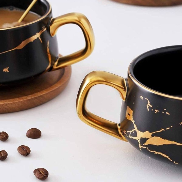 Espressokopper, 300 ml Cappuccino-kopsæt, Marmor Kaffe Kop