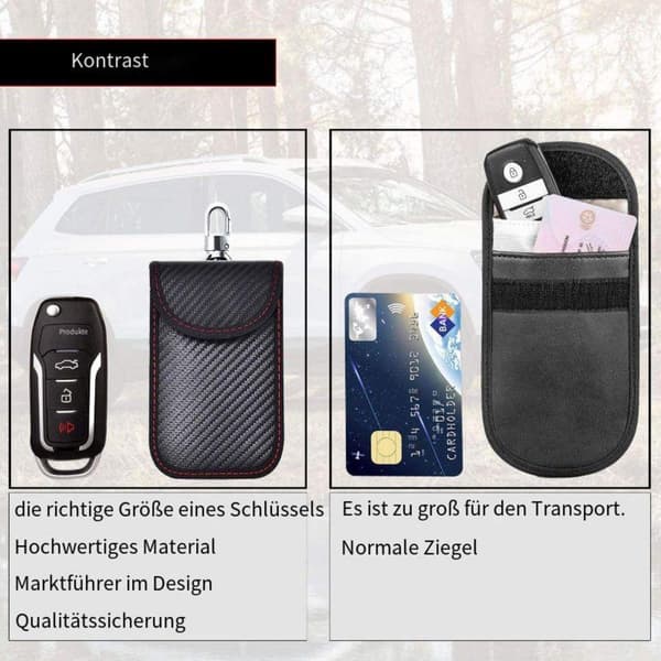 Beskyttelse Bilnøgle, Pakke med 2 Mini Faraday Tasker Carbon Fiber Nøglefri