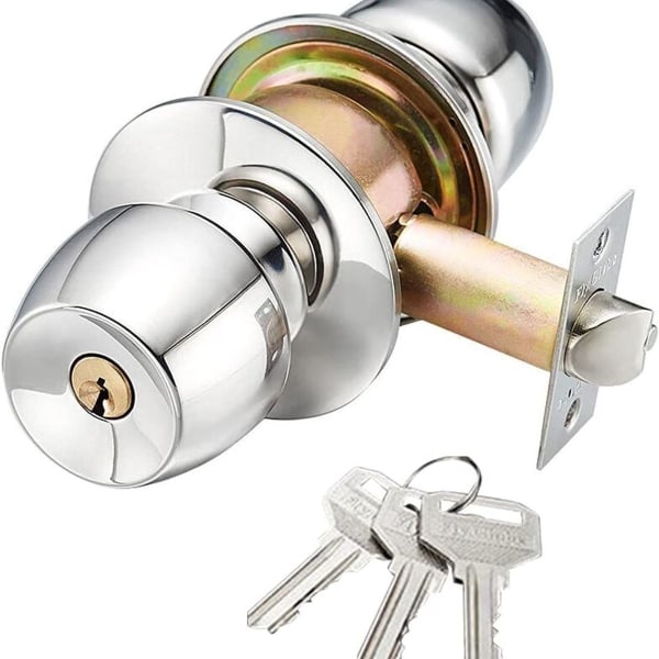 Dörrlås med nyckel, intelligent lås i rostfritt stål, badrumsdörrhandtag (60 mm)