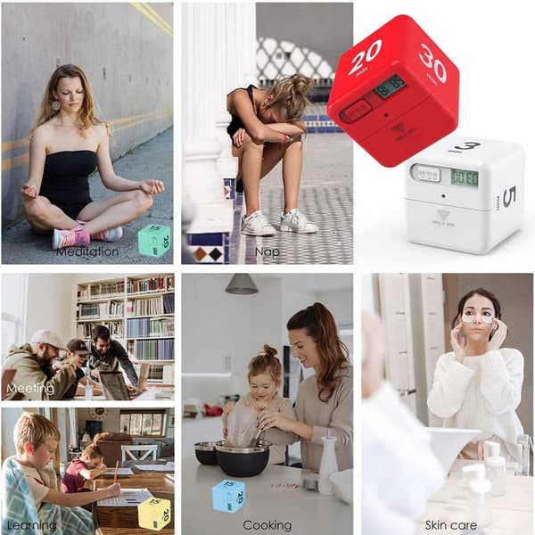 Kube-timer, tyngdekraftsensor, flip-timer, barneklokke, treningsklokke, rød