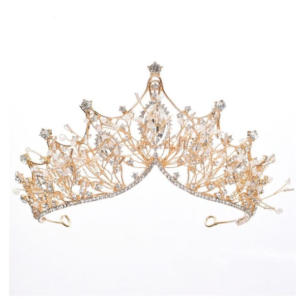 Rhinestone bryllupskroner og tiaraer for kvinner kostymefest gull