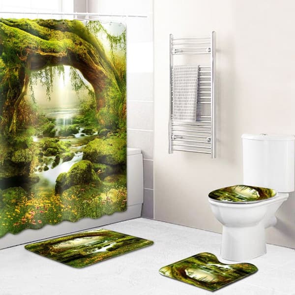 4-pack Forest Duschdraperi, Wonderland Art Duschdraperi Trädgård Uteplats