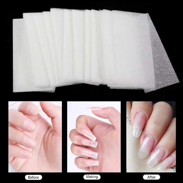 100 stycken fibernaglar för nagelförlängning, nagelförlängning silke fiberglas gel kit KLB