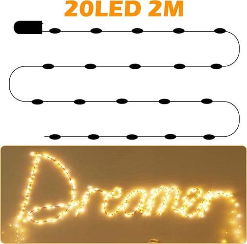 LED-mikrokuparilankavalot, 2m valaistus Leppälamput