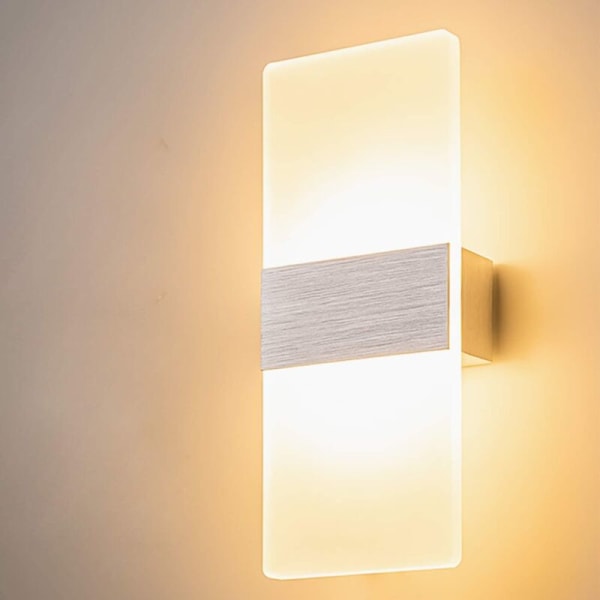 12W LED indendørs væglampe simpelt design børstet grå glas væglampe til soveværelse stue badeværelse 29CM [Energiklasse A+]. KLB