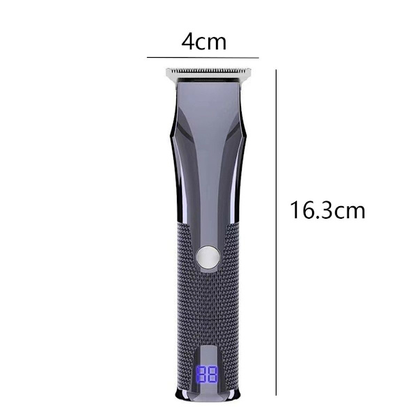 Herrehårtrimmer - T-Liner med skarpt T-blad, trådløs og USB (grå-blå) KLB